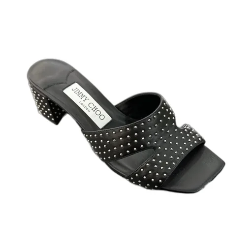 Square-Headed Rhinestone High-Heeled Sandals