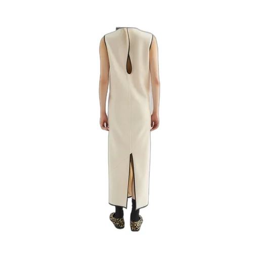 Contrasting-Trim Maxi Dress