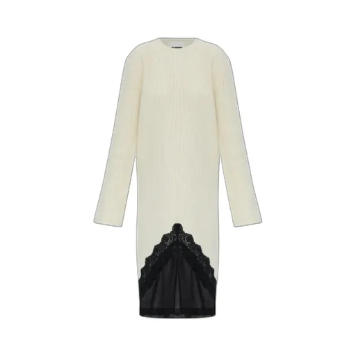 Lace-Trim Knitted Dress