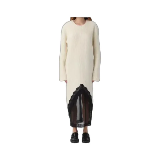 Lace-Trim Knitted Dress
