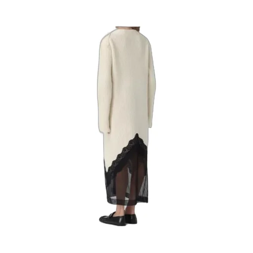 Lace-Trim Knitted Dress