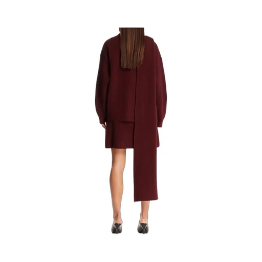Drop Shoulder Draped Scarf Jumper