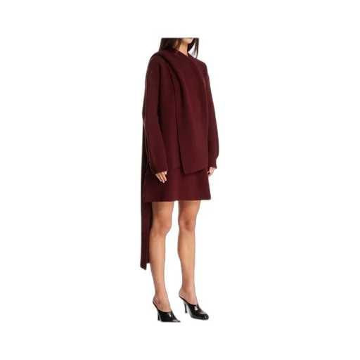 Drop Shoulder Draped Scarf Jumper
