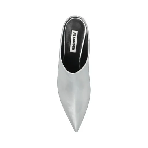 Metallic-Leather Pointed-Toe Mules
