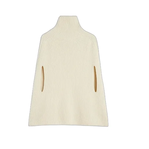 High-Neck Ribbed Cape
