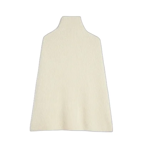 High-Neck Ribbed Cape