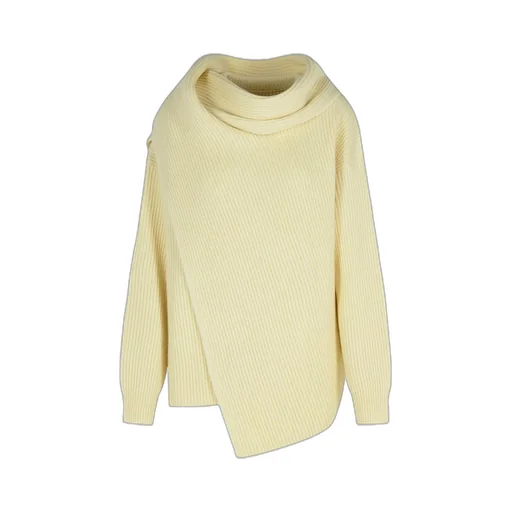 Drop Shoulder Draped Scarf Jumper