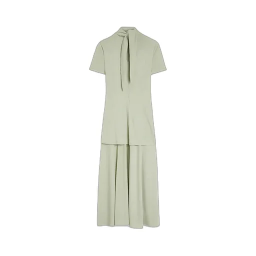 Fluid Viscose High-Neck Dress