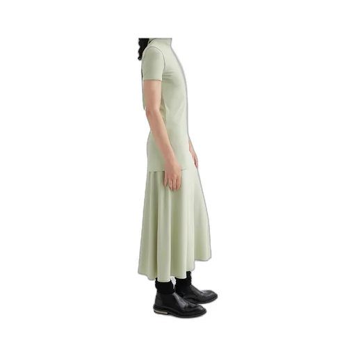 Fluid Viscose High-Neck Dress