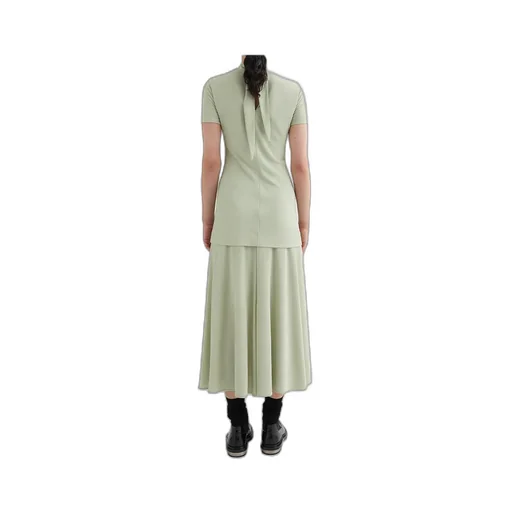 Fluid Viscose High-Neck Dress