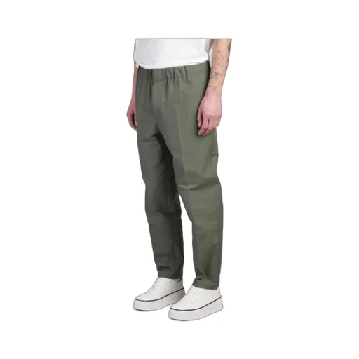 Elasticated-Waistband Tapered-Leg Trousers