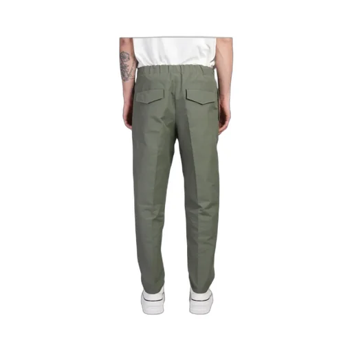 Elasticated-Waistband Tapered-Leg Trousers