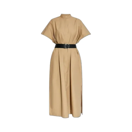 Belted Pleated Midi Dress