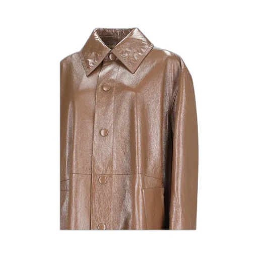 Buttoned-Up Leather Coat