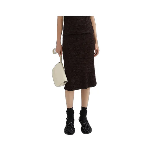 Crepe Straight Hem Midi Skirt