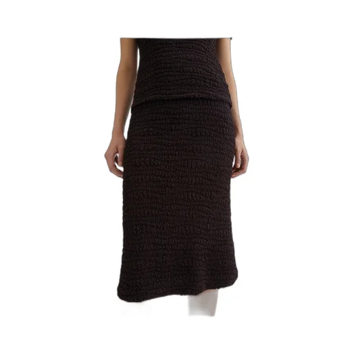 Crepe Straight Hem Midi Skirt