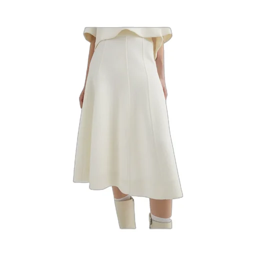 High Waist Flared Midi Skirt
