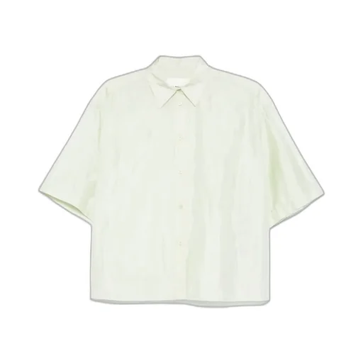 Short-Sleeved Cropped Satin Shirt