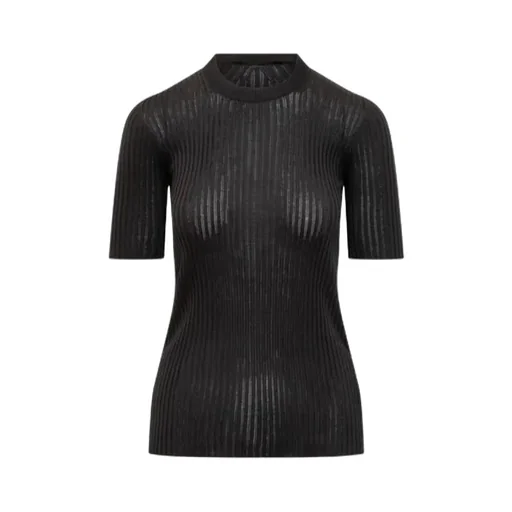 Short-Sleeved Ribbed-Knit Top