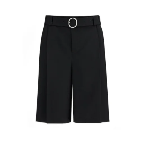 Belted Gabardine Bermuda Shorts