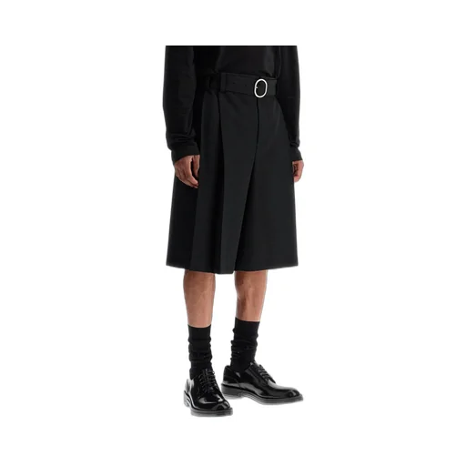 Belted Gabardine Bermuda Shorts