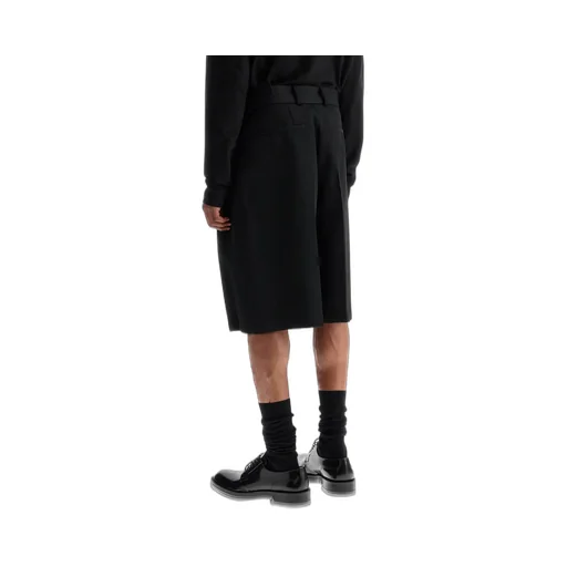Belted Gabardine Bermuda Shorts
