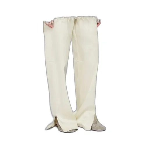Side Slits Twill Trousers