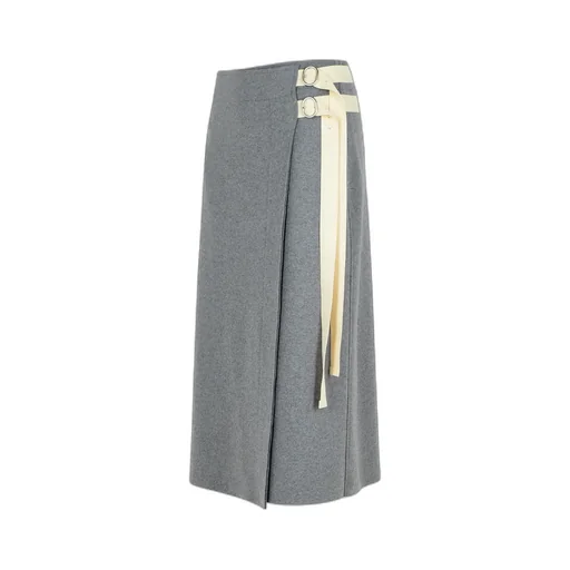 Wrap-Designed A-Line Midi Skirt