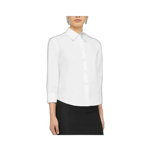 Three-Quarter Sleeved Cropped Poplin Shirt
