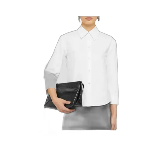 Three-Quarter Sleeved Cropped Poplin Shirt