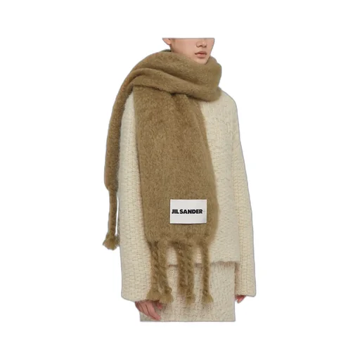 Logo Patch Fringed Scarf