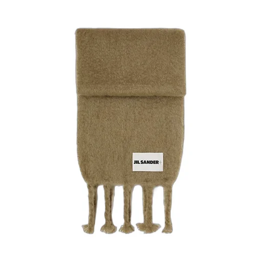 Logo Patch Fringed Scarf