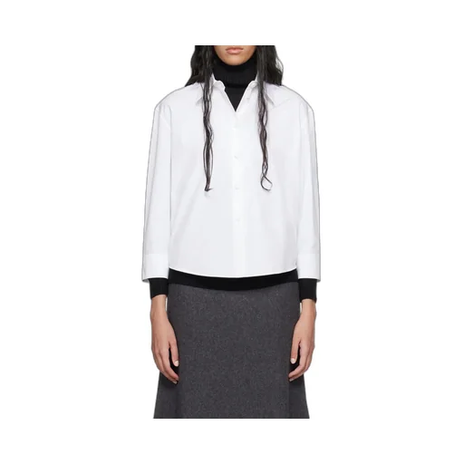 Three-Quarter Sleeved Cropped Poplin Shirt