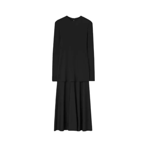 Crew-Neck Crepe Dress