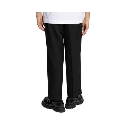 Straight-Leg Pleated Trousers