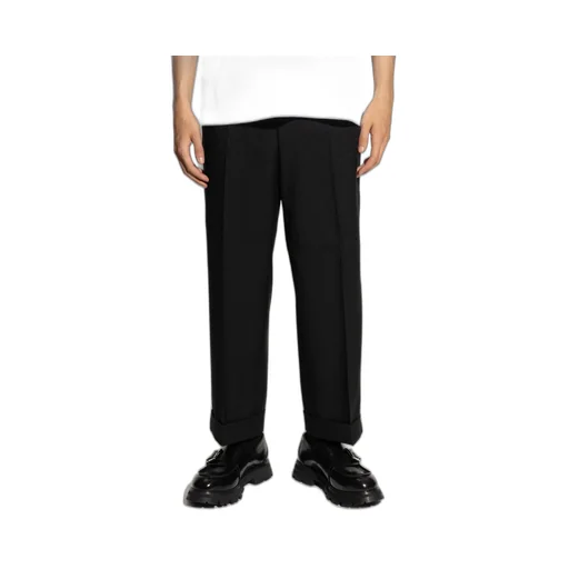 Straight-Leg Pleated Trousers