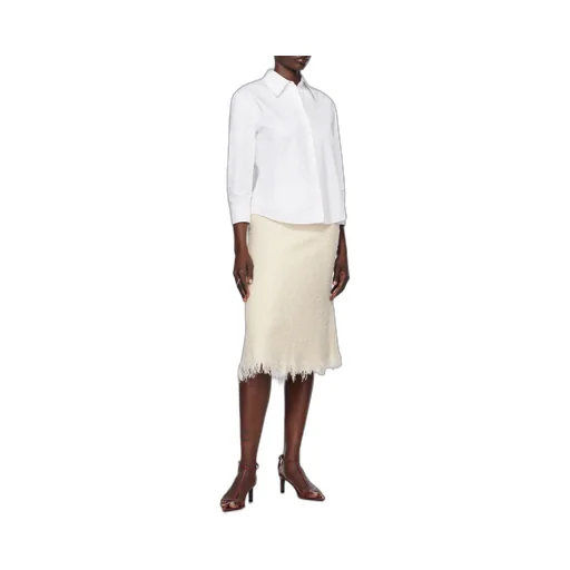 Three-Quarter Sleeved Cropped Poplin Shirt