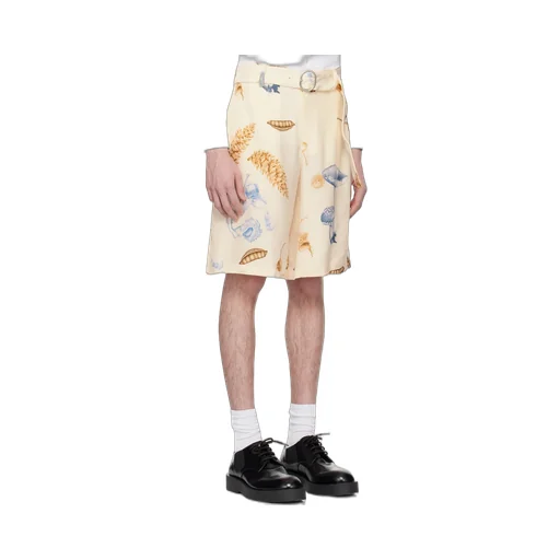 Belted Graphic-Print Shorts