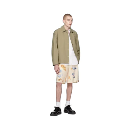 Belted Graphic-Print Shorts