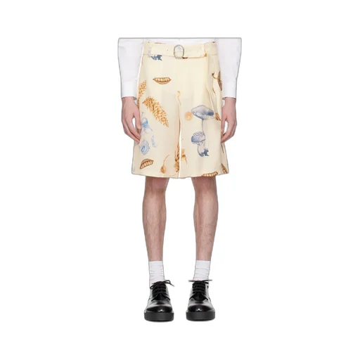 Belted Graphic-Print Shorts