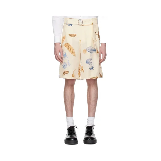 Belted Graphic-Print Shorts