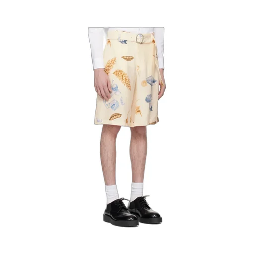 Belted Graphic-Print Shorts