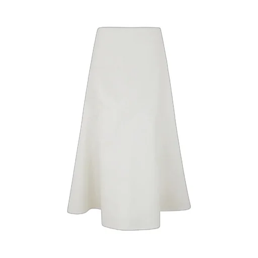 Asymmetric Twill Midi Skirt