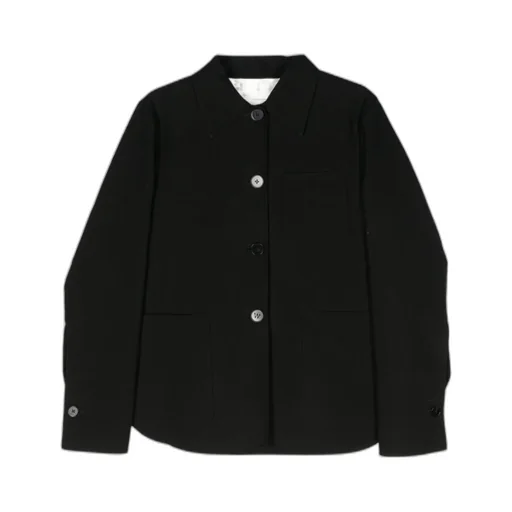 Button-Up Curved Hem Shirt Jacket