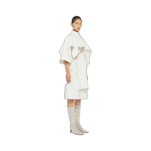 Lace Detailed Curved Hem Cape Top
