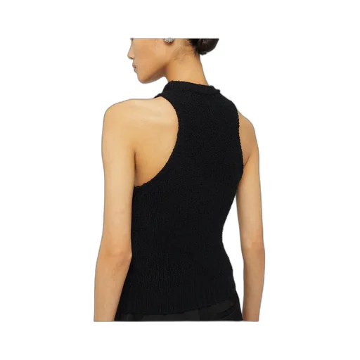 Fringed Trim Sleeveless Knitted Top