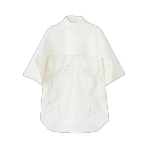 Lace Detailed Curved Hem Cape Top