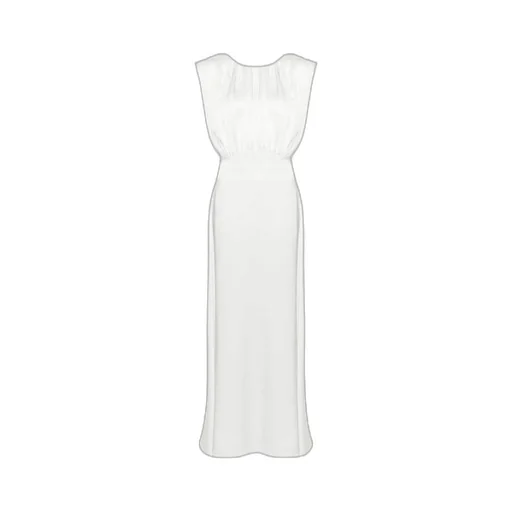 Gathered Sleeveless Satin Gown
