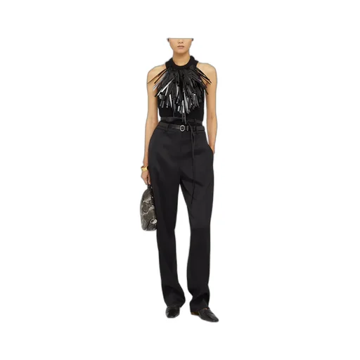 Fringed Trim Sleeveless Knitted Top