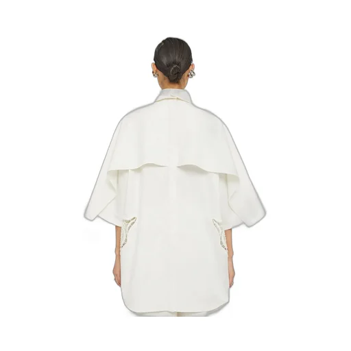 Lace Detailed Curved Hem Cape Top